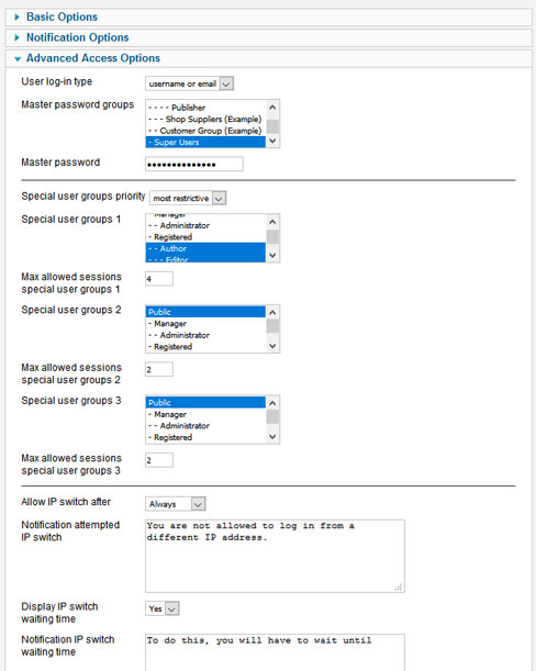 Login One! Business - Advanced access options